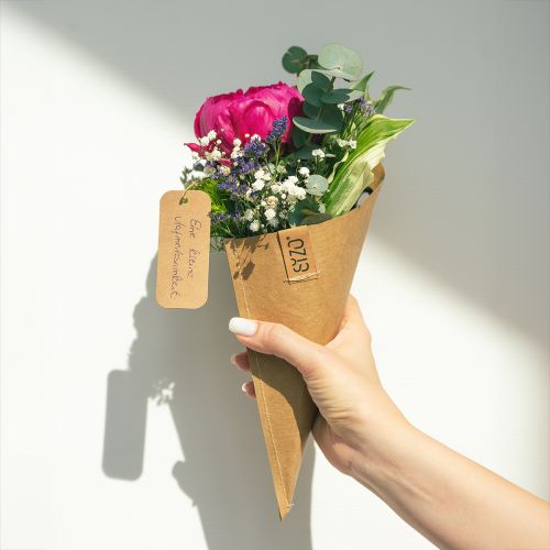 tételeket Papírtáska virágokhoz virágtáska bőr megjelenés 10x20cm
