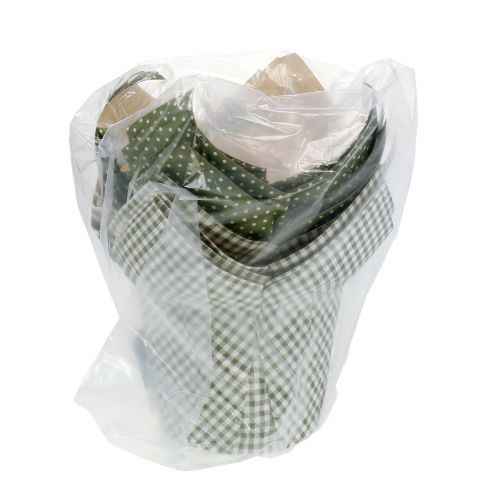 Floristik24 Papíredény zöld-fehér mintával Ø9,5cm 12 db