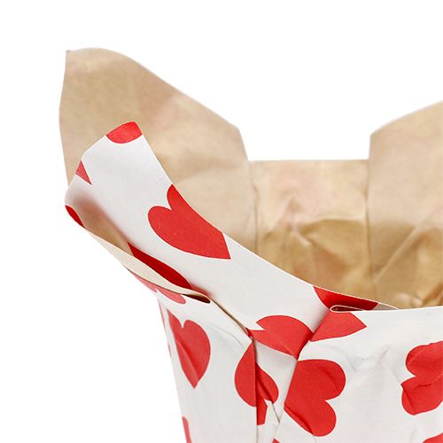 Floristik24 Papíredény szívvel fehér-piros Ø8cm H6,5cm 8db