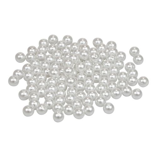 Floristik24 Dekoratív gyöngyök kézműves gyöngyök befűzéséhez fehér 8mm 300g