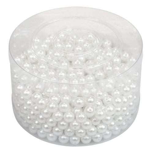 Floristik24 Dekoratív gyöngyök kézműves gyöngyök befűzéséhez fehér 8mm 300g