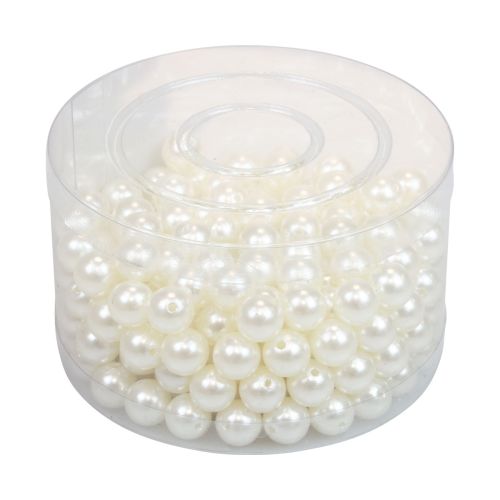 Floristik24 Gyöngyök kézműves gyöngyök befűzéséhez krémfehér 12mm 300g