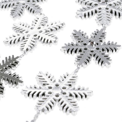 tételeket Dekoratív girland hópelyhek ezüst 270cm