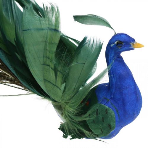 tételeket Paradicsommadár, páva szorító, tollmadár, madárdísz kék, zöld, színes H8,5 L29cm