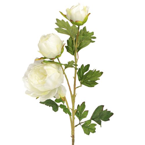 tételeket Mesterséges bazsarózsa 3 virággal Fehér krém 81cm 2db