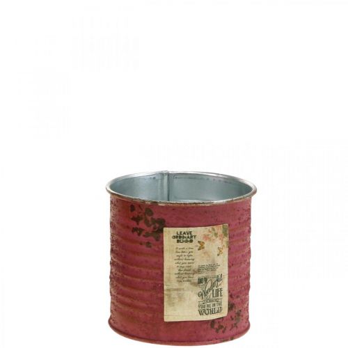 Ültetős díszdoboz kerek lila fém vintage dekorációval Ø8cm H7,5cm