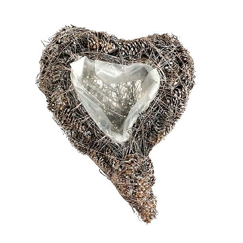 Floristik24 Növényszív kúpokból 29cm x 20cm fehérre meszelt 2db