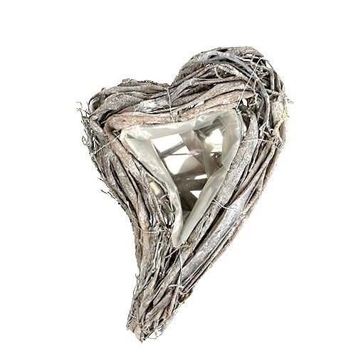 Növényszív gallyakból 29cm x 20cm fehérre meszelt 2db