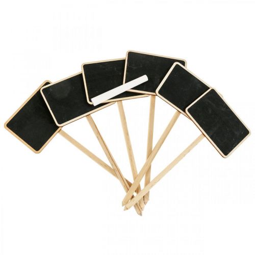 Floristik24 Növénydugók fa bedugható táblák mini krétatábla 8,5×6cm 6db