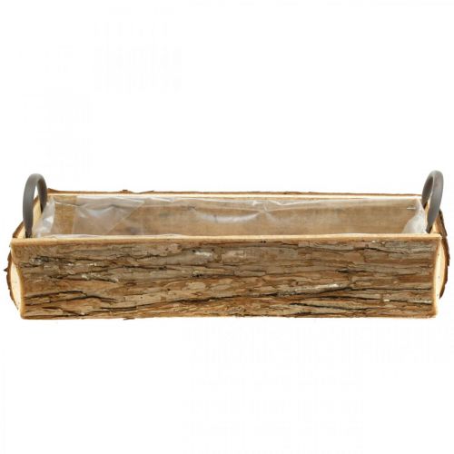 Floristik24 Ültetőgép, fadoboz kéreggel, virágcserép füllel 46cm