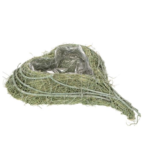 Szív alakú tál természetes fűből ültetőfóliával, 38 cm