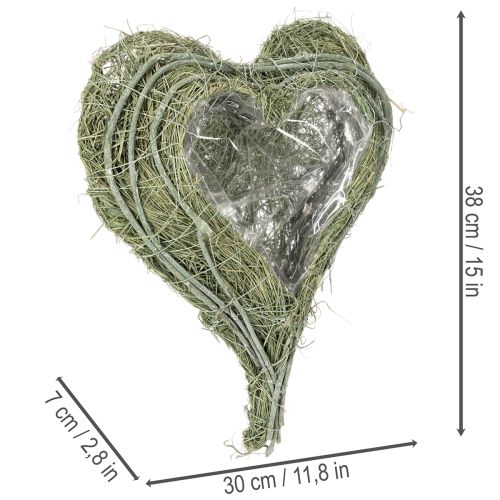 Szív alakú tál természetes fűből ültetőfóliával, 38 cm | Floristik24.hu
