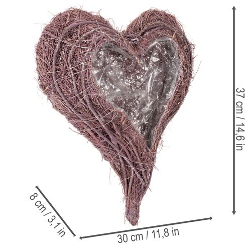 Szív alakú, gallyakból készült tál fóliabetéttel, 37 cm | Floristik24.hu