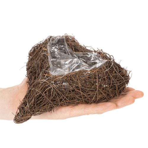 Szív alakú virágtartó gallyakból, fóliával, 20 cm, 2 darab | Floristik24.hu