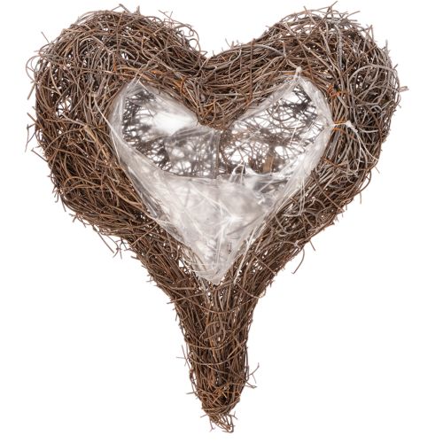 Szív alakú virágtartó gallyakból, fóliával, 20 cm, 2 darab | Floristik24.hu