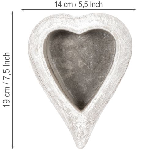 Dekoratív szív alakú tál, szürke; kis szív alakú virágtartó, 19 cm | Floristik24.hu