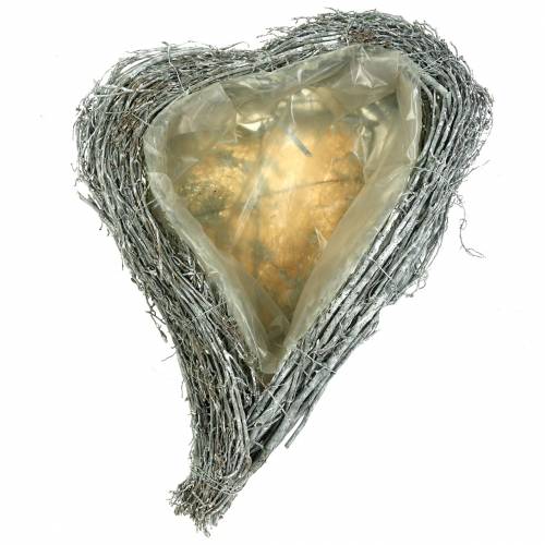 Floristik24 Növényi szív ágakat fehérre mosva 60cm x 42cm