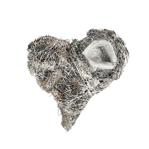 Floristik24 Növényi szívkúpok 20x20cm fehérre meszelve 3db