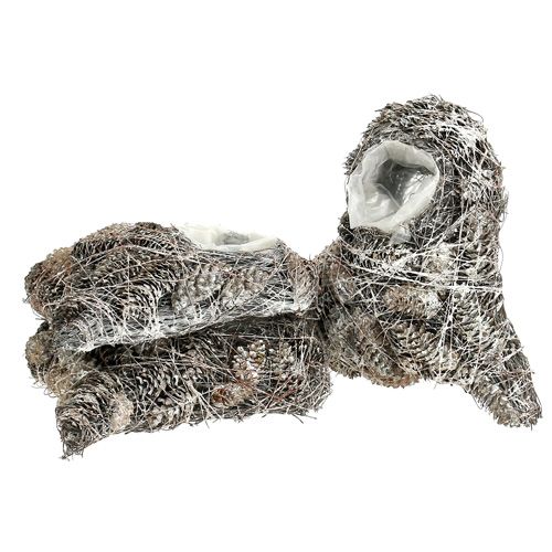 Floristik24 Növényi szívkúpok 20x20cm fehérre meszelve 3db