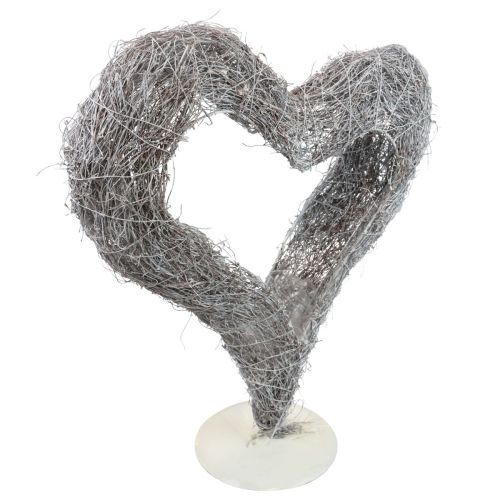 Növényszív álló szőlőszív fehér asztaldísz 36×9×48cm