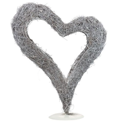 Floristik24 Növényszív álló szőlőszív fehér asztaldísz 36×9×48cm