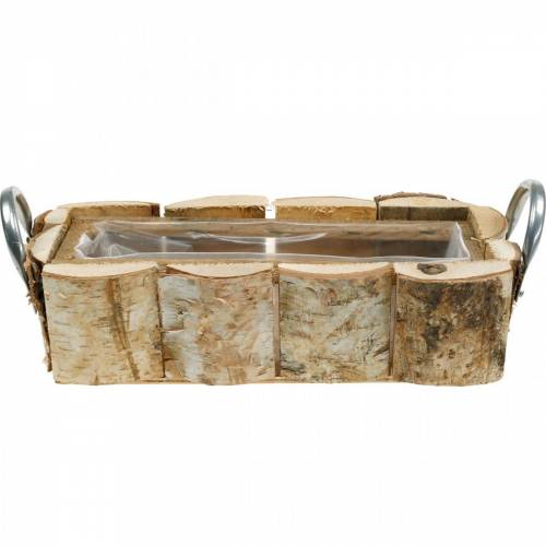 Floristik24 Növénytartó doboz, nyírfa ültető, fa dekoráció, virágláda fülekkel 32cm