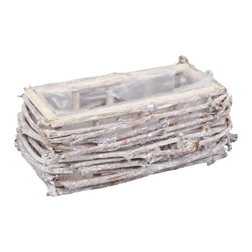 Növénydoboz növényláda ágak fehérre mosva 30×17×12cm