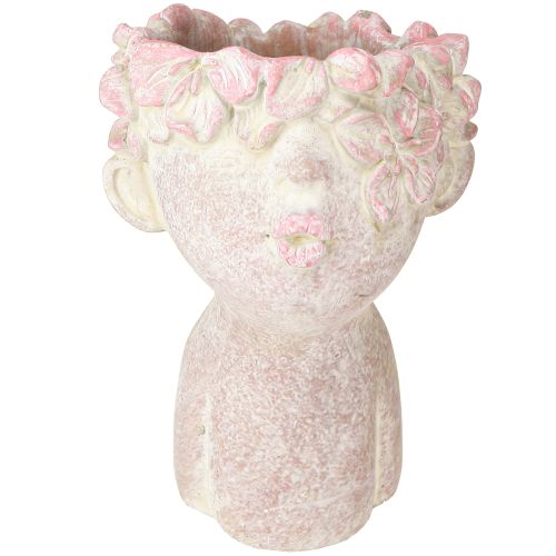 Floristik24 Növényi fej puszi száj mellszobor ültetéshez rózsaszín 18cm 3 db