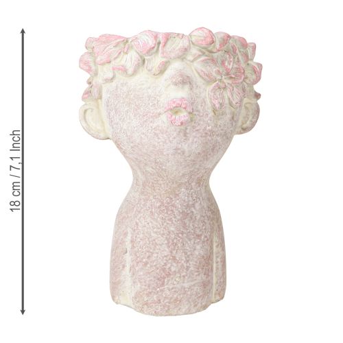 Floristik24 Növényi fej puszi száj mellszobor ültetéshez rózsaszín 18cm 3 db