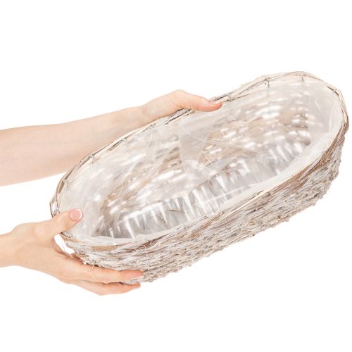 Kosáros virágtartó fóliabetéttel, ovális, fehér, 37 cm | Floristik24.hu