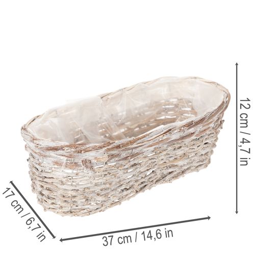 Kosáros virágtartó fóliabetéttel, ovális, fehér, 37 cm | Floristik24.hu