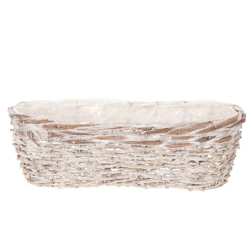 Kosáros virágtartó fóliabetéttel, ovális, fehér, 37 cm | Floristik24.hu