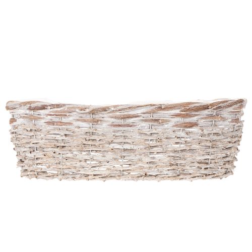Kosáros virágtartó fóliabetéttel, ovális, fehér, 37 cm | Floristik24.hu