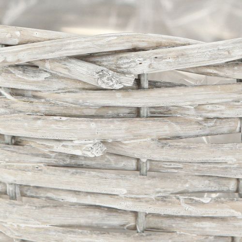 tételeket Fonott virágkosár szett, fehér-szürke, shabby chic dekoráció, 3 darabos