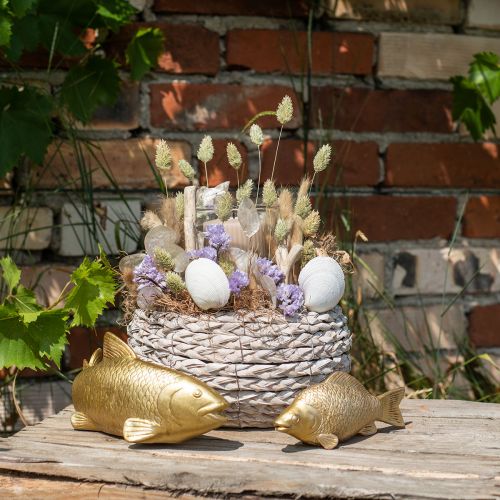 tételeket Fehérre meszelt kerek virágkosár Ø22cm M13cm virágcserép dekoráció