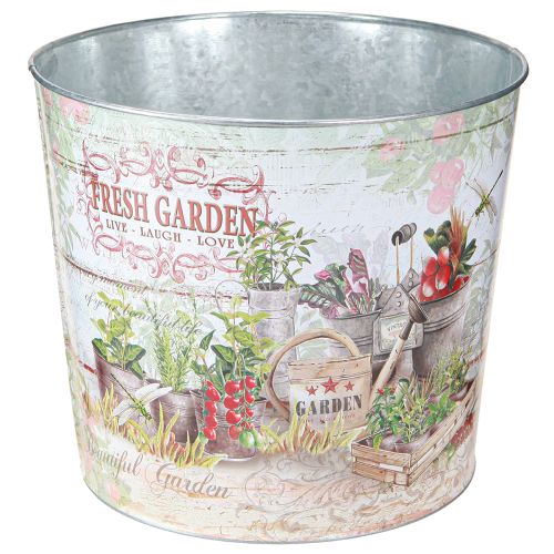 Floristik24 Cserepes virágcserép kerek fém Fresh Garden H21cm