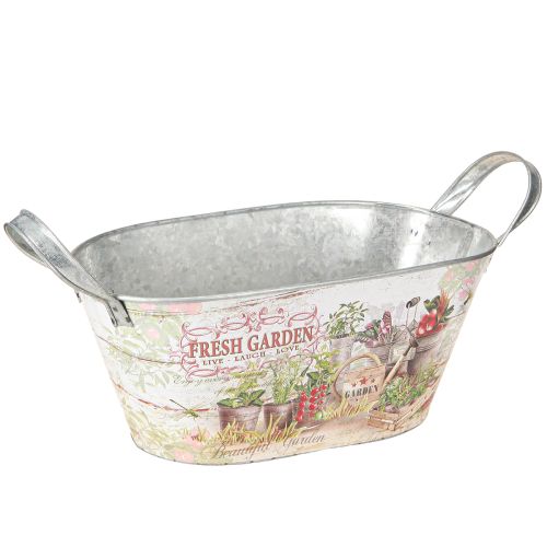 Floristik24 Fém ültetvényes ovális Fresh Garden 34,5x14x15,5 cm