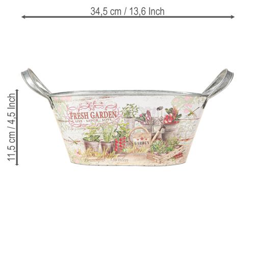 Floristik24 Fém ültetvényes ovális Fresh Garden 34,5x14x15,5 cm