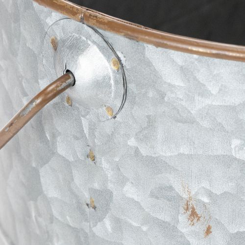 tételeket Kaspó füllel, fém cserép, virágtartó, ezüst, barna, M22/20cm H42/40cm, 2 db-os szett