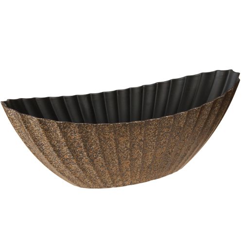 Floristik24 Kaspótál barázdált ovális antracit arany 41,5×16×16cm