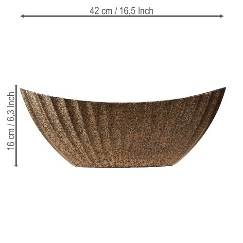 Floristik24 Kaspótál barázdált ovális antracit arany 41,5×16×16cm