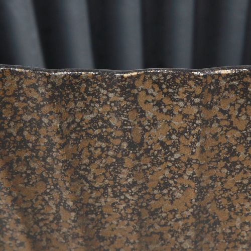 Floristik24 Növénytál barázdált ovális hajó alakú antracit arany 36cm