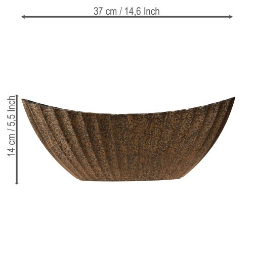 Floristik24 Növénytál barázdált ovális hajó alakú antracit arany 36cm