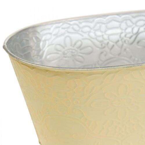 Floristik24 Növénytál fém virágtál ovális sárga 25x14,5x10cm