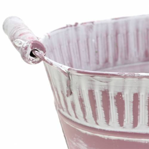 Floristik24 Ültetőtál ovális lila fehér mosott 28cm x 17cm H12cm