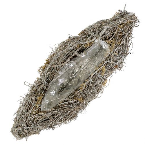 Floristik24 Ültetőhajó fehérre mosott szőlőből 40cm x 13cm