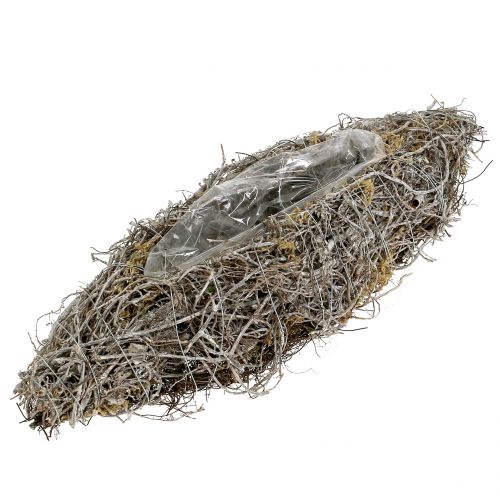 Floristik24 Ültetőhajó fehérre mosott szőlőből 40cm x 13cm