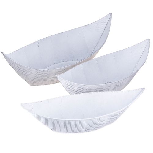 tételeket Növényi tál csónak fém fehér ezüst 54,5/48/42cm 3 db-os készlet