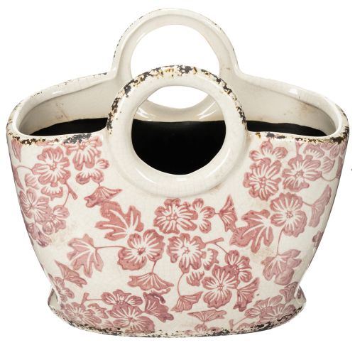 tételeket Dekoratív virágcserép füllel, virágos, 21cm