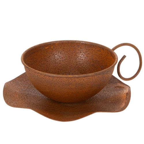 Ültetőkehely tányérral, kaspó, rozsdabarna felülettel, Ø19.5cm, M8cm vétel | Floristik24.hu